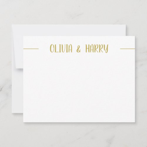 Modern Names Gold White Note Card