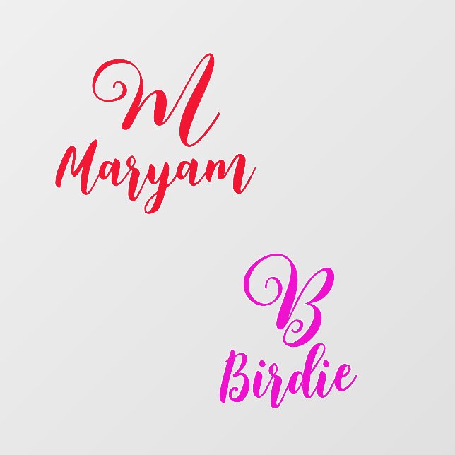 Modern Names Monogram Initials for Girls BedRoom Wall Decal (Front)