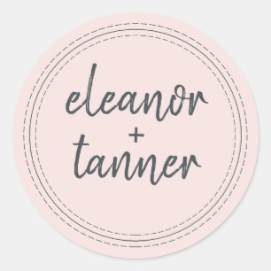 Modern Names Pastel Pink Wedding Envelope Seal