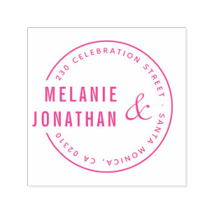 Modern Names Round Wedding Return Address Self-inking Stamp