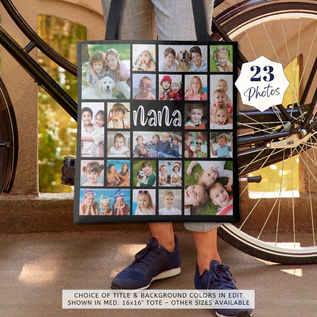 Modern Nana 23 Photo Collage Custom Color Tote (Creator Uploaded)