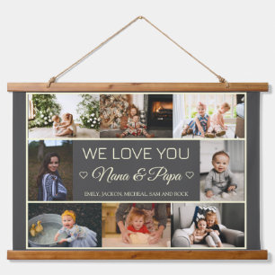 Modern Nana and Papa Photo Collage Hanging Tapestry