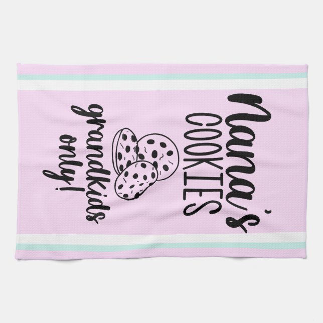 Modern Nana Quote Pastel Striped Kitchen Towels (Horizontal)