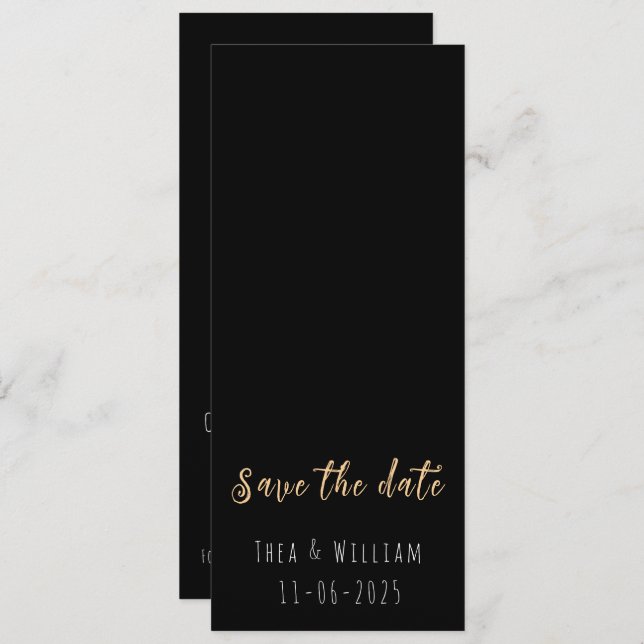 Modern narrow 2 photos Save the Date Invitation (Front/Back)