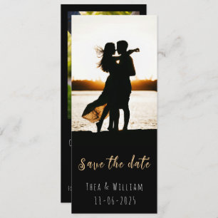 Modern narrow 2 photos Save the Date Invitation
