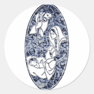 Modern Nativity Art Classic Round Sticker