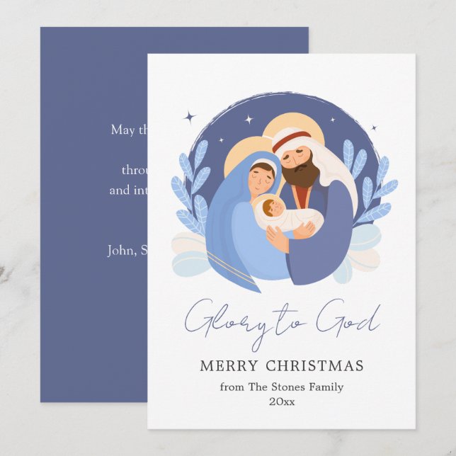 Modern Nativity Scene Christmas Cards Non-Photo (Front/Back)