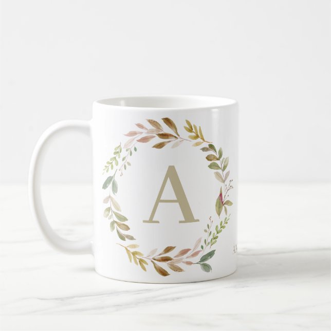 Modern natural botanical foliage photo coffee mug (Left)