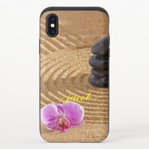 MODERN NATURE BEACH PEBBLES FLOWER MONOGRAM CUSTOM iPhone X SLIDER CASE