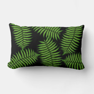 modern nature black and green leafy throw pillow