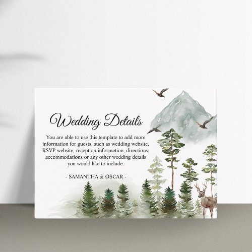 Modern Nature Green Forest  Watercolor Trees Enclosure Card