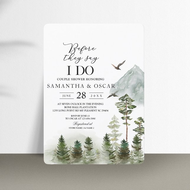 Modern Nature Green Forest | Watercolor Trees Invitation (Creator Uploaded)
