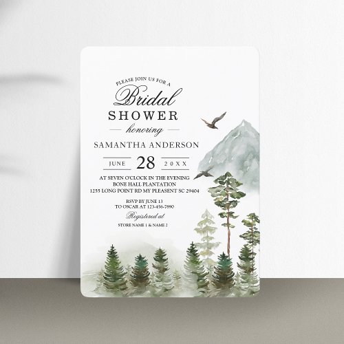 Modern Nature Green Forest  Watercolor Trees Invitation