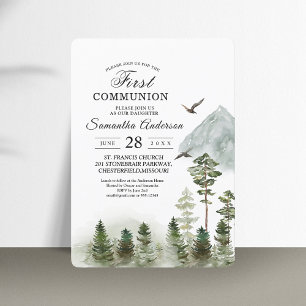 Modern Nature Green Forest Watercolor Trees Invitation
