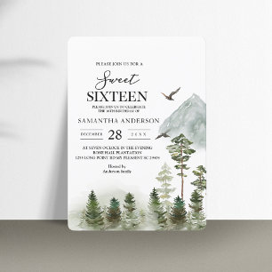 Modern Nature Green Forest Watercolor Trees Invitation