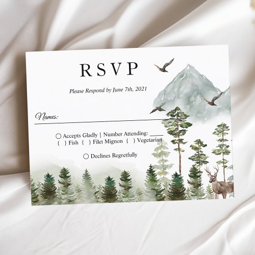 Modern Nature Green Forest  Watercolor Trees Invitation Postcard