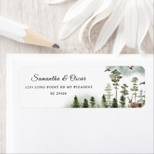 Modern Nature Green Forest Watercolor Trees Label