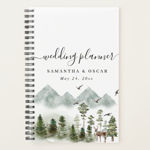 Modern Nature Green Forest  Watercolor Trees Planner