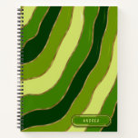 Modern Nature Green Yellow Tones Wavy Stripes Chic Notebook at Zazzle