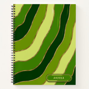 Modern Nature Green Yellow Tones Wavy Stripes Chic Notebook