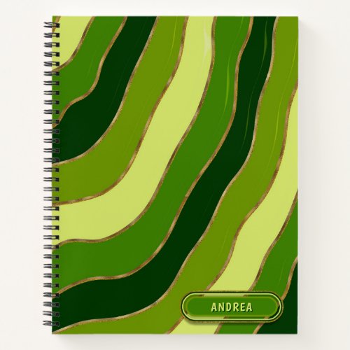 Modern Nature Green Yellow Tones Wavy Stripes Chic Notebook