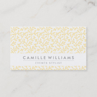 MODERN NATURE leaf pattern floral pale yellow Business Card