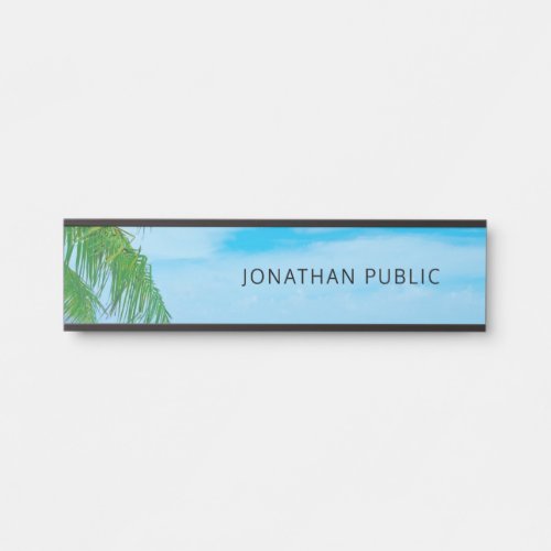Modern Nature Template Blue Sky Palm Leaves Door Sign