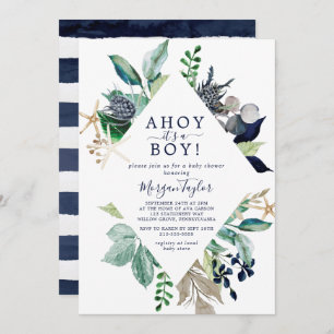 Modern Nautical Ahoy It's A Boy Baby Shower Invitation