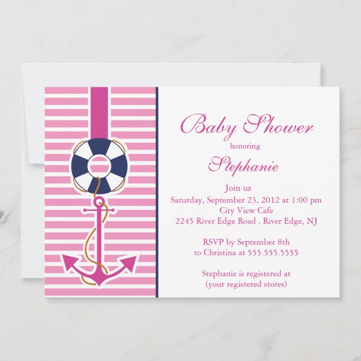 Modern Nautical Anchor Baby Shower Invitation Zazzle