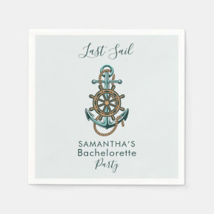 Modern Nautical Anchor Bachelorette Party Napkins