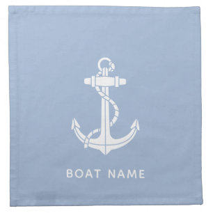 Modern Nautical Anchor Boat Name Cloth Napkin