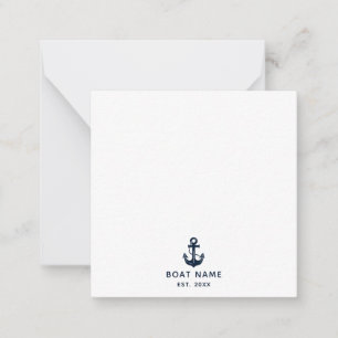 Modern Nautical Anchor Boat Name Custom Note Card