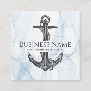 Modern Nautical Anchor & Chain Fishing Sailing     Square Business Card