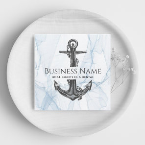 Modern Nautical Anchor & Chain Fishing Sailing     Square Business Card