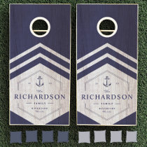 Modern Nautical Anchor Lake House Family Rustic Cornhole Set