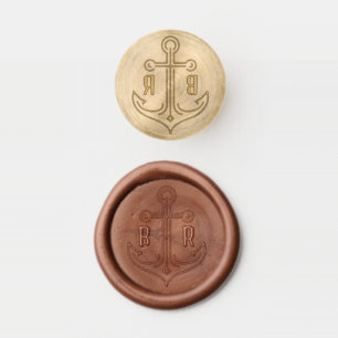 Modern Nautical Anchor Wedding Couple Initials Wax Seal Stamp