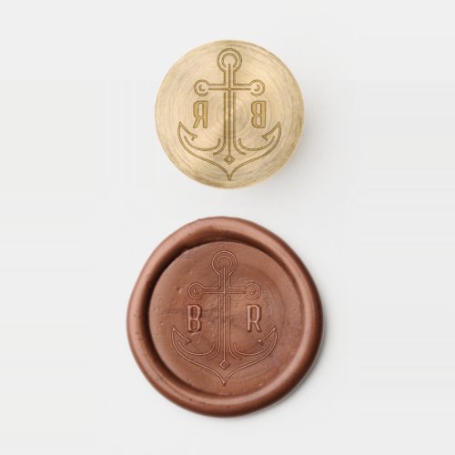 Modern Nautical Anchor Wedding Couple Initials Wax Seal Stamp