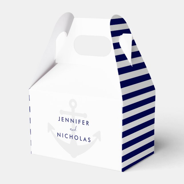 Modern Nautical Anchor Wedding  Favor Boxes (Front Side)