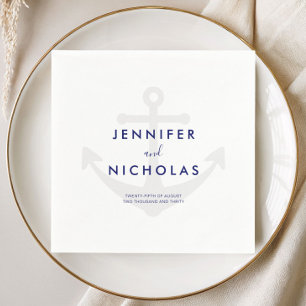 Modern Nautical Anchor Wedding Napkins