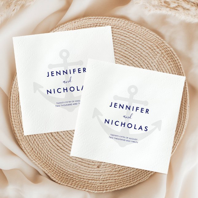 Modern Nautical Anchor  Wedding Napkins (Modern Nautical Anchor Wedding Napkins)