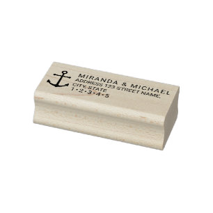 Modern Nautical Anchor Wedding Return Address Rubber Stamp