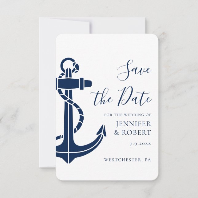 Modern Nautical Anchor Wedding Save the Date (Front)