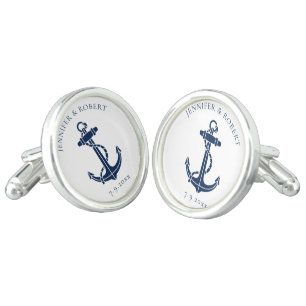 Modern Nautical Anchor Wedding Swag Custom Cufflinks