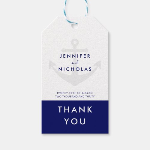 Modern Nautical Anchor Wedding Thank You Gift Tags