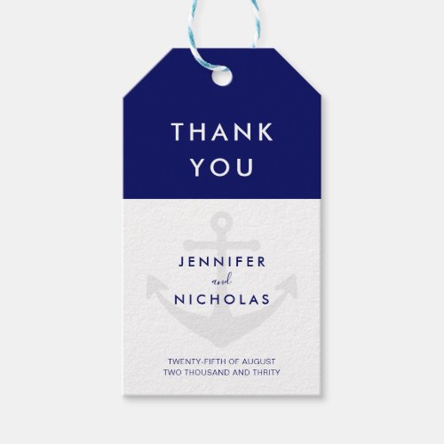 Modern Nautical Anchor Wedding Thank You Gift Tags