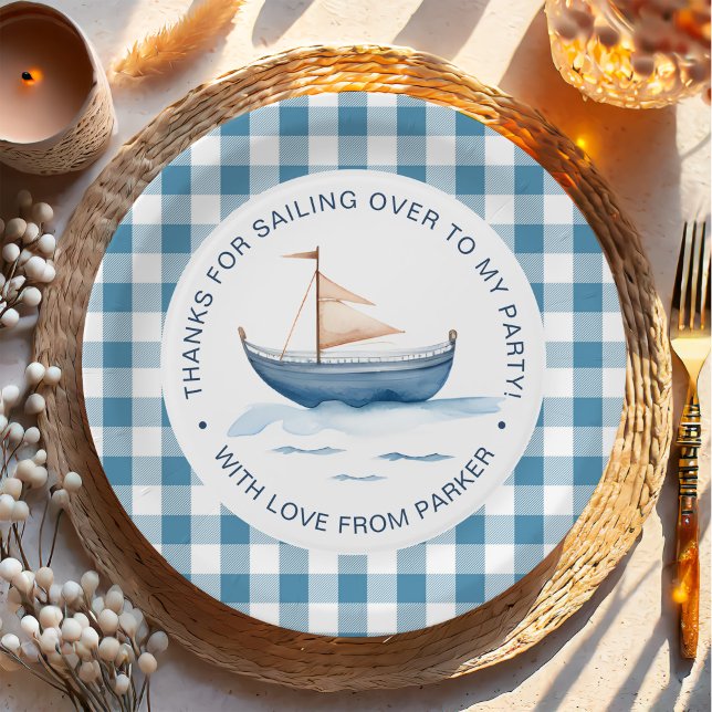 Modern Nautical Blue Boy 1st Birthday Paper Plates (Creator Uploaded)