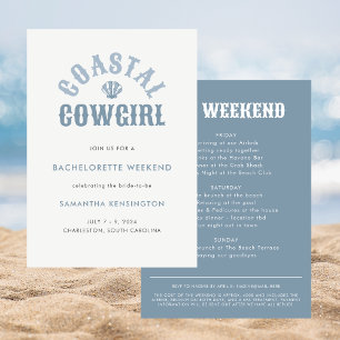 Modern Nautical Blue Coastal Cowgirl Bachelorette Invitation