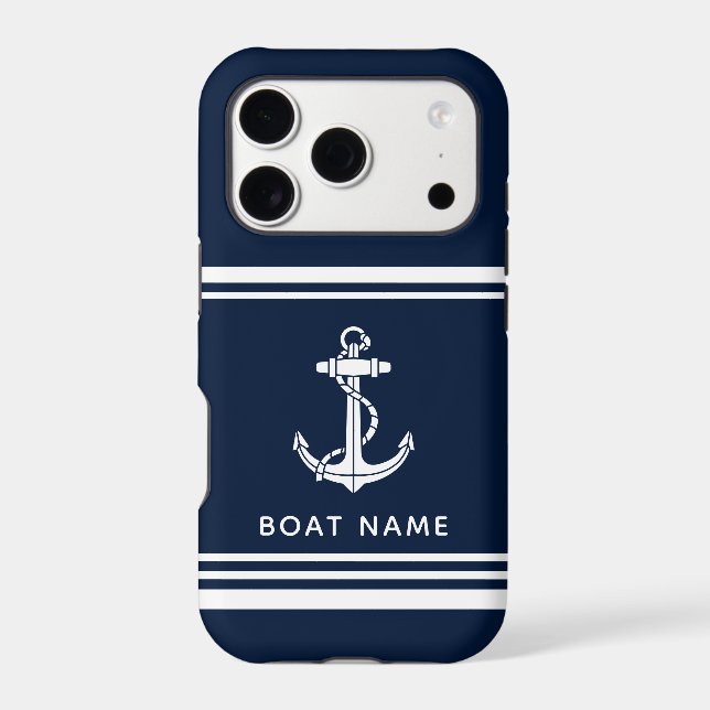 Modern Nautical Boat Anchor Custom Case-Mate iPhone Case (Back)