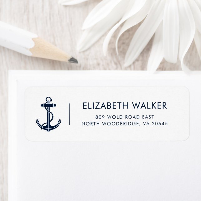 Modern Nautical Boat Anchor Custom Return Address Label (Insitu)