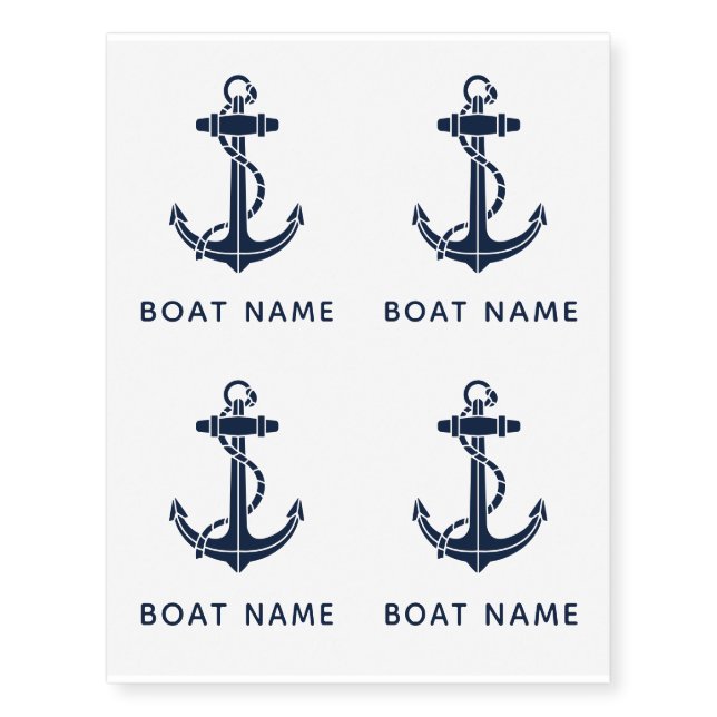 Modern Nautical Boat Anchor Custom Temporary Tattoos (Front)